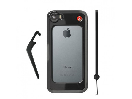 Чорний бампер для iPhone 5 / 5S + опора + ремінець на зап'ясті