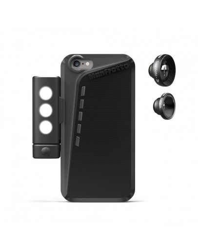 Чохол чорний для iPhone 6 Plus + 2 об'єктиви + LED світло + кріплення