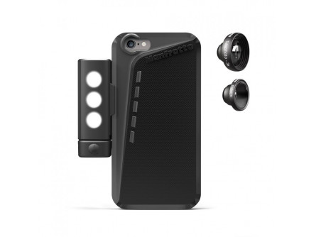 Чохол чорний для iPhone 6 Plus + 2 об'єктиви + LED світло + кріплення